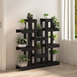 Suport pentru plante, negru,104,5x25x109,5cm, lemn masiv de pin, 3 image