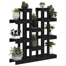 Suport pentru plante, negru,104,5x25x109,5cm, lemn masiv de pin, 4 image