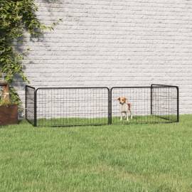 Padoc pentru câini cu 4 panouri, negru, 100x50 cm, oțel, 3 image