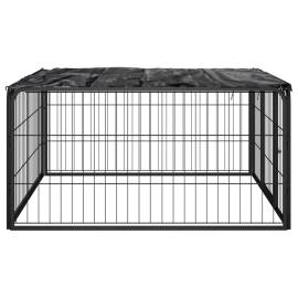 Padoc pentru câini cu 4 panouri, negru, 100x50 cm, oțel, 4 image