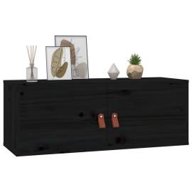 Dulap de perete, negru, 80x30x30 cm, lemn masiv de pin, 6 image