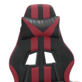 Scaun gaming pivotant/suport picioare negru/roșu vin piele eco, 8 image