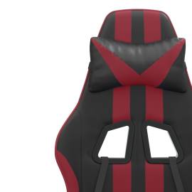 Scaun gaming pivotant/suport picioare negru/roșu vin piele eco, 10 image