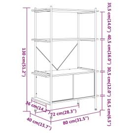 Unitate rafturi cu 4 niveluri și dulap, 80x40x130 cm oțel&lemn, 6 image