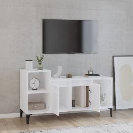 Comodă tv, alb extralucios, 100x35x55 cm, lemn prelucrat, 3 image