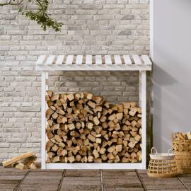 Rastel pentru lemne de foc, alb, 108x64,5x110cm, lemn masiv pin, 3 image
