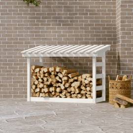 Rastel pentru lemne de foc, alb, 108x64,5x78 cm, lemn masiv pin