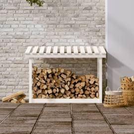 Rastel pentru lemne de foc, alb, 108x64,5x78 cm, lemn masiv pin, 3 image