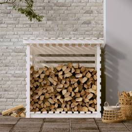 Rastel pentru lemne de foc, alb, 108x73x108 cm, lemn masiv pin, 3 image