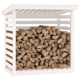 Rastel pentru lemne de foc, alb, 108x73x108 cm, lemn masiv pin, 4 image