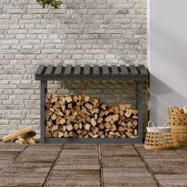 Rastel pentru lemne de foc, gri, 108x64,5x78 cm, lemn masiv pin, 3 image