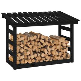 Rastel pentru lemne de foc, negru, 108x64,5x78cm lemn masiv pin, 4 image