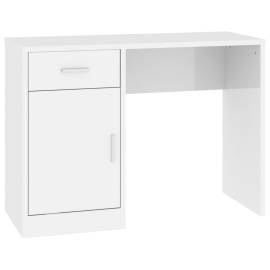 Birou cu sertar și dulap, alb extralucios, 100x40x73 cm, lemn, 2 image