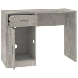 Birou cu sertar și dulap, gri beton 100x40x73 cm lemn prelucrat, 6 image