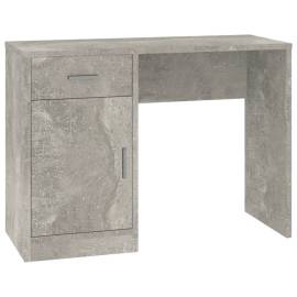 Birou cu sertar și dulap, gri beton 100x40x73 cm lemn prelucrat, 2 image