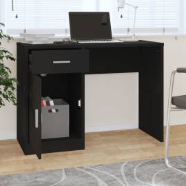 Birou cu sertar și dulap, negru, 100x40x73 cm, lemn prelucrat, 3 image