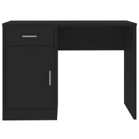 Birou cu sertar și dulap, negru, 100x40x73 cm, lemn prelucrat, 5 image