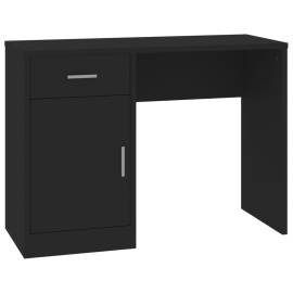 Birou cu sertar și dulap, negru, 100x40x73 cm, lemn prelucrat, 2 image