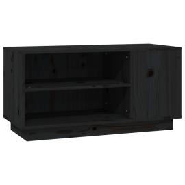 Comodă tv, negru, 80x35x40,5 cm, lemn masiv de pin, 2 image