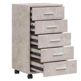 Dulap cu sertare și roți, gri beton, lemn prelucrat, 5 image