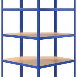 Rafturi de depozitare cu 5 niveluri, 5 buc., albastru oțel/lemn, 11 image