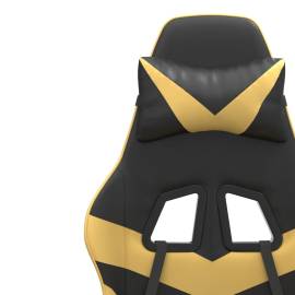 Scaun de gaming pivotant/suport picioare negru/auriu piele eco, 10 image