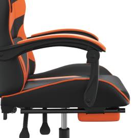 Scaun de gaming pivotant/suport picioare negru/oranj piele eco, 8 image