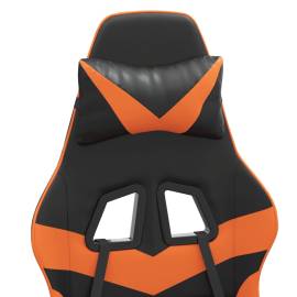 Scaun de gaming pivotant/suport picioare negru/oranj piele eco, 9 image