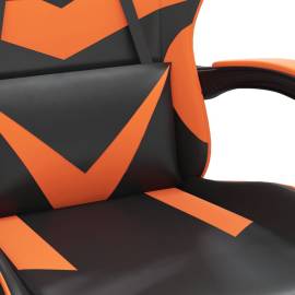 Scaun de gaming pivotant/suport picioare negru/oranj piele eco, 7 image