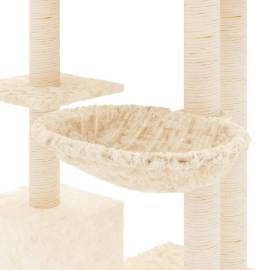 Ansamblu de pisici cu stâlpi din funie de sisal, crem, 142 cm, 6 image