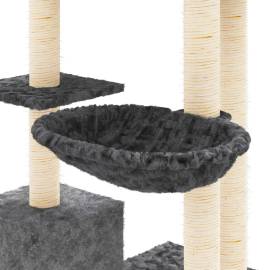 Ansamblu pisici cu stâlpi din funie sisal, gri închis, 142 cm, 6 image