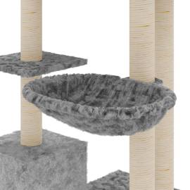 Ansamblu pisici cu stâlpi din funie sisal, gri deschis, 142 cm, 6 image
