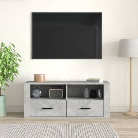 Comodă tv, gri beton, 100x35x40 cm, lemn prelucrat, 3 image