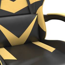 Scaun de jocuri, negru și auriu, piele ecologică, 8 image
