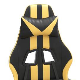 Scaun de gaming pivotant, negru și auriu, piele ecologică, 8 image