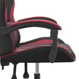 Scaun de gaming pivotant, negru și roșu vin, piele ecologică, 7 image
