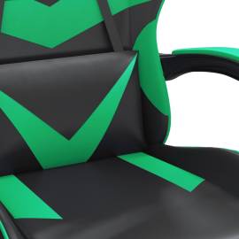 Scaun de gaming pivotant, negru și verde, piele ecologică, 6 image