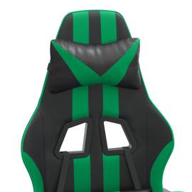 Scaun de gaming pivotant, negru și verde, piele ecologică, 8 image