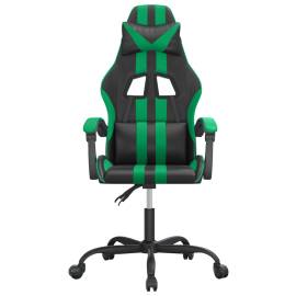 Scaun de gaming pivotant, negru și verde, piele ecologică, 3 image