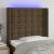 Tăblie de pat cu led, maro închis, 103x16x118/128 cm, textil