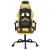 Scaun de gaming pivotant/suport picioare negru/auriu piele eco, 3 image