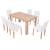 Masă și scaune 7 piese, piele artificială, stejar, crem, 3 image