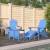 Scaune grădină adirondack cu masă, taburet, albastru marin hdpe