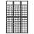 Separator cameră cu 3 panouri negru 121x180 cm nuiele lemn brad, 3 image