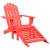 Scaun de grădină adirondack cu taburet, roșu, lemn masiv brad