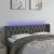 Tăblie de pat cu led, gri închis, 147x16x78/88 cm, catifea