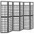 Separator cameră 6 panouri negru 242,5x180 cm nuiele/lemn brad