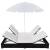 Pat șezlong de exterior cu umbrelă, negru, poliratan, 4 image