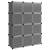 Organizator cub de depozitare cu uși, 12 cuburi, negru, pp, 2 image