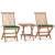 Set mobilier exterior pliabil cu perne, 3 piese, lemn masiv tec